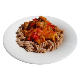 Gulash de Seitan amb espirals integrals d'espelta
