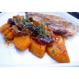 Llom de porc amb préssecs i figues