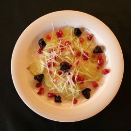 Carpaccio de formatge al vi